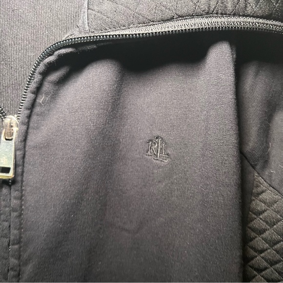Lauren Ralph Lauren Womens Size Med Black Knit Zippered Quilted Cardigan Jacket - Picture 4 of 15